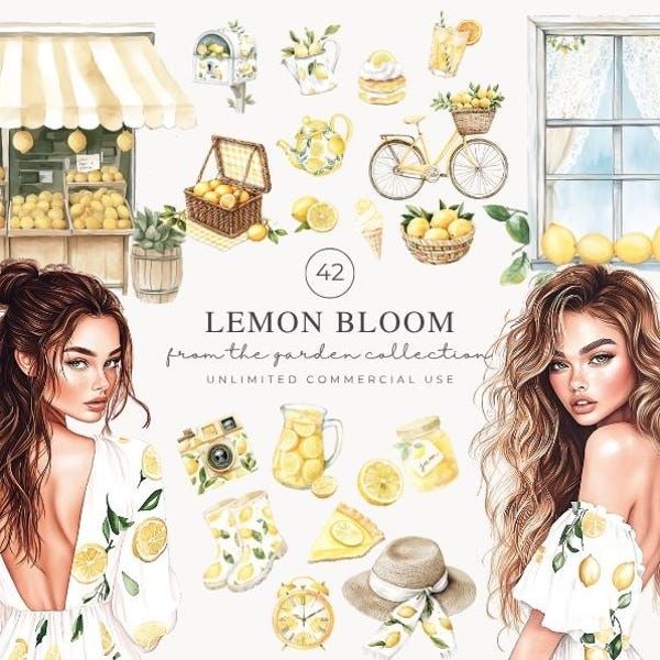 Watercolor Lemon Clipart, Amalfi Coast Citrus, Lemons PNG, Lemon Fruit Clipart, Italian Summer Vibes,  Lemon Illustrations, Digital Download
