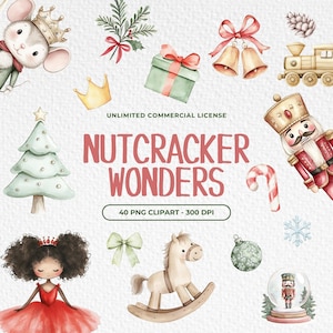 Quebra-nozes aquarela clipart, Fofo clipart de natal, Vintage clipart de natal, Fofo quebra-nozes png, Berçário de natal, uso comercial