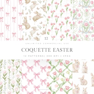 Easter seamless patterns, vintage easter patterns, grandmillenial easter patterns, vintage floral patterns, scrapbook paper, spring pattern