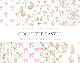 Easter seamless patterns, vintage easter patterns, grandmillenial easter patterns, vintage floral patterns, scrapbook paper, spring pattern