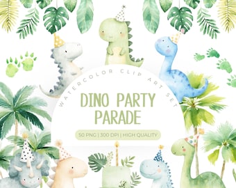 Watercolor Dinosaur Clipart, Birthday Party Dinosaur PNG, Dinosaur birthday party decor, Commercial Use Clipart, Dinosaur PNG