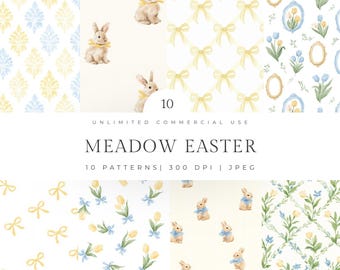 Easter seamless patterns, vintage easter patterns, grandmillenial easter patterns, vintage floral patterns, scrapbook paper, spring pattern