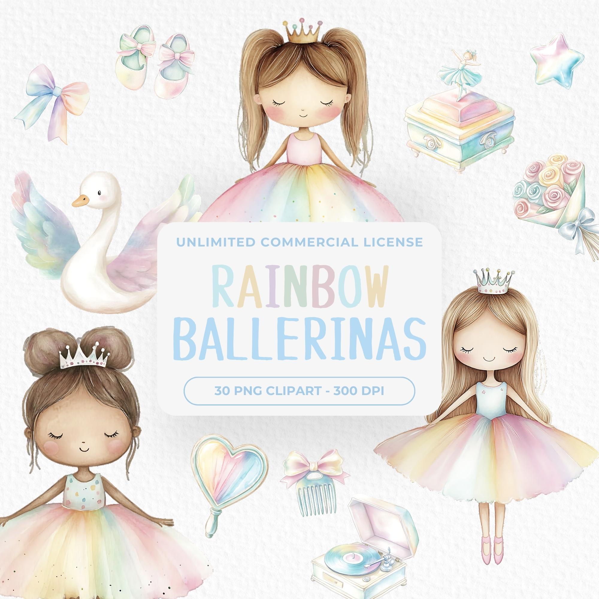 Cute Ballerina Watercolor Clipart, Swan Lake Watercolor Clipart, Pink ...