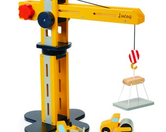 Personalized Montessori Toys, Big Yellow Crane, Crane, Gift for Boy, Gift For Girl, Christmas Gift, Birthday gift Waldorf