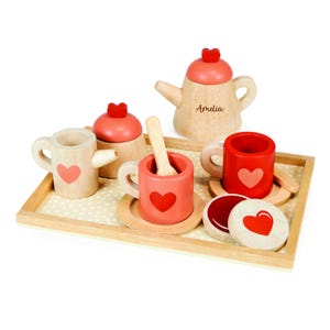 Personalized Wooden Tea Set, Montessori Pretend Play