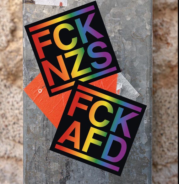 120x FCK-AFD & FCK-NZS Sticker Set – Regenbogen-Aufkleber Gegen Rechts – Wetterfest, UV-resistent & Haftstark – Ideal Für Demo, Pride, Festival & Kundgebung – 6 Designs