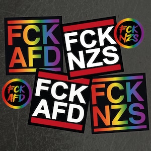 120x FCK NZS AFD Regenbogen Rot-Weiß Sticker Set I 6 x 20 Stück I Groß I Top Qualität I No Nazis I Gegen Rechts I Aufkleber