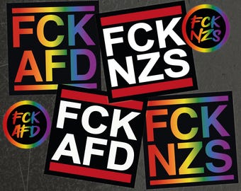 120x FCK NZS AFD Regenbogen Rot-Weiß Sticker Set I 6 x 20 Stück I Groß I Top Qualität I No Nazis I Gegen Rechts I Aufkleber
