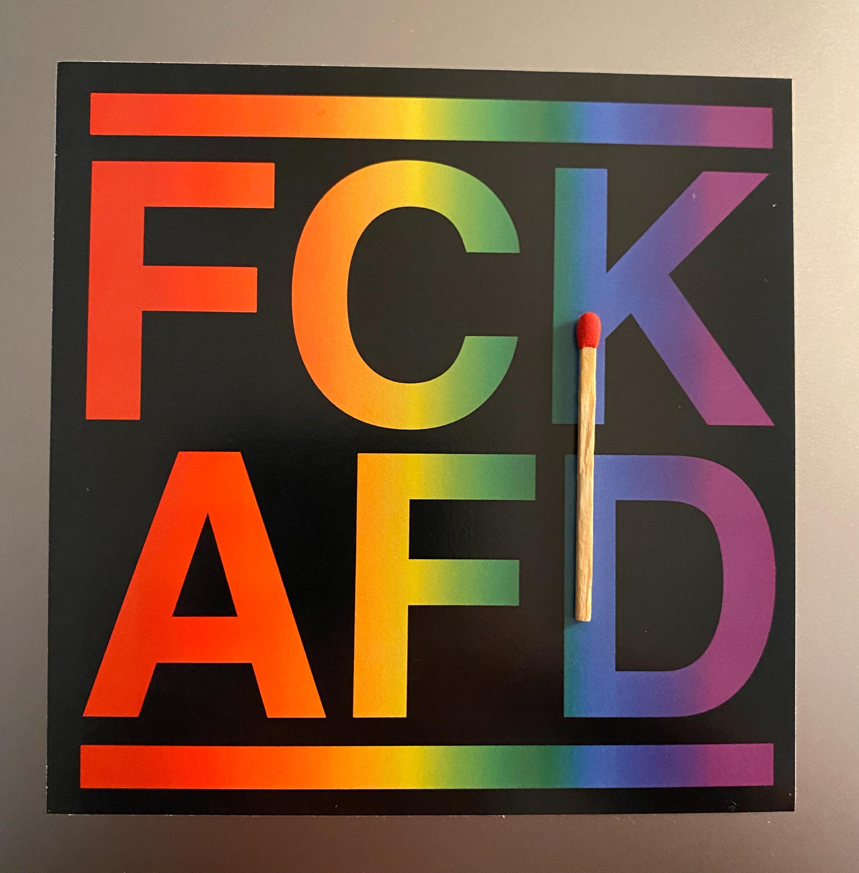 50x FCK AFD Aufkleber Sticker rund ⌀ 5cm I Regenbogen I Gegen Nazis I No NZS
