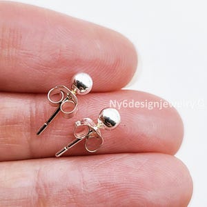 925 Sterling Silver 4mm Ball Stud Earrings – Real Silver for DIY Jewelry, Birthday Gift Idea