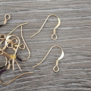 14K Gold Filled REAL French Ear Wires Earwires Wire Hooks Flat Coiled Earring Wire One pair (2pcs)