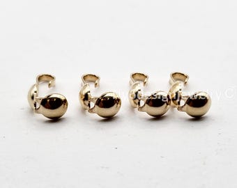14K Gold Filled Clamshell Bead Tips Knot Cover End Caps 4pcs