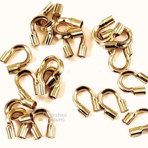 REAL 14K Gold Filled Wire Guard Wire Guardian Cord Cover Protector Stringing Finding 5mm With .024" Hole Wireguard Thimble Wire Saver(10pc)
