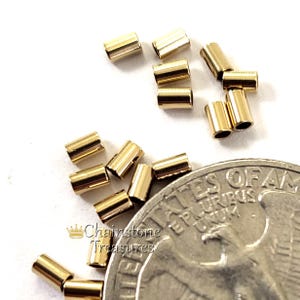 REAL 14K Gold Filled Tube Crimp Bead 2x3mm Crimp Beads Jewelry Making Findings Gold Crimp Bead Necklace Making Tube Crimp 20pcs