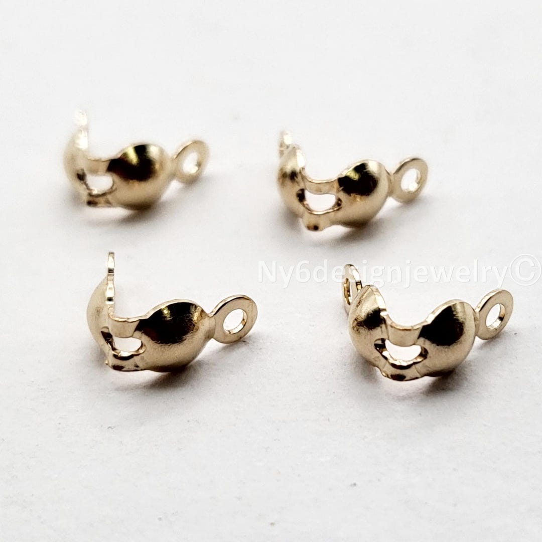 14K Gold Filled Clamshell Bead Tips 3.5x7mm With 1.1mm Hole 4pcs– Knot ...