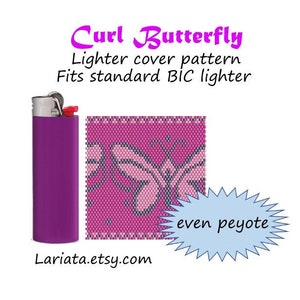 Lighter case wrap cover peyote stitch beading pattern for BIC lighter - Curl Butterfly - instant download summer beautiful insect