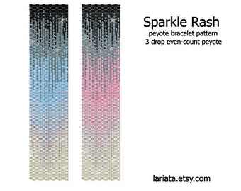 Sparkle Rash - even count 3 drop peyote stitch cuff bracelet beading pattern INSTANT DOWNLOAD peyoted beaded sparkling star shining sheeny