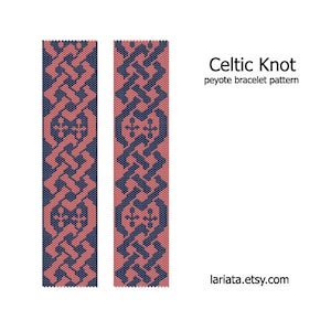 Celtic Knot - even count peyote stitch cuff bracelet beading pattern INSTANT DOWNLOAD PDF file peyoted beaded bracelet patterns by Lariata seed bead pattern entwined braid miyuki delica beads