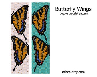 Butterfly Wings - even count peyote stitch cuff bracelet beading pattern INSTANT DOWNLOAD peyoted seed bead pattern insect wings monarch