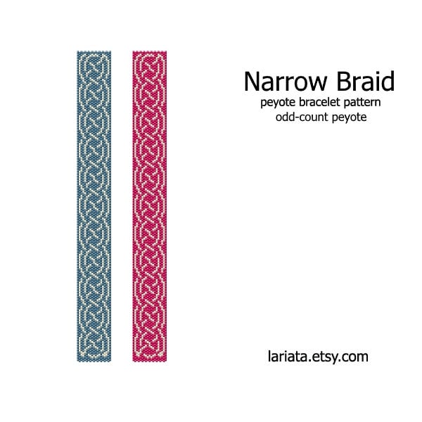 Narrow Braid - odd count peyote stitch cuff bracelet beading pattern INSTANT DOWNLOAD peyoted beaded braided celtic knot seed bead pattern