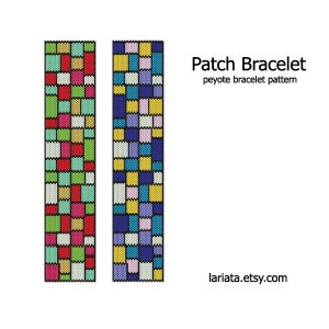 Patch Bracelet - even count peyote stitch cuff bracelet beading pattern INSTANT DOWNLOAD peyoted seed bead pattern patch quilt quilting