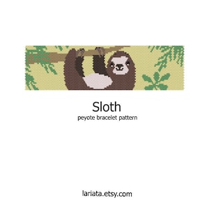 Sloth - even count peyote stitch cuff bracelet bookmark tapestry beading pattern INSTANT DOWNLOAD seed bead pattern animal adorable sloth