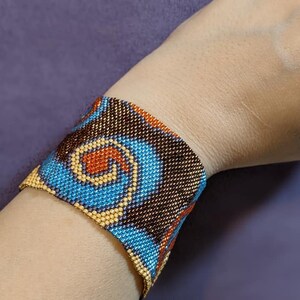 Swirl Paisley even count peyote stitch cuff bracelet beading pattern INSTANT DOWNLOAD peyoted beaded seed bead pattern curl swirl teardrop image 4