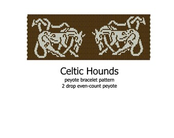 Celtic Hounds - even count 2 drop peyote stitch cuff bracelet beading pattern INSTANT DOWNLOAD peyoted beaded seed bead Celtic knot hound