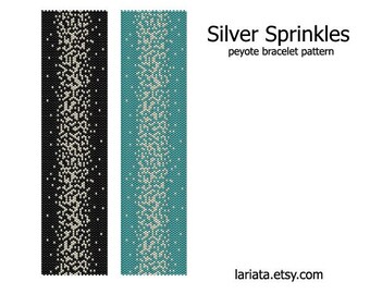 Silver Sprinkles - even count peyote stitch cuff bracelet beading pattern INSTANT DOWNLOAD peyoted beaded seed bead pattern starry sparkling