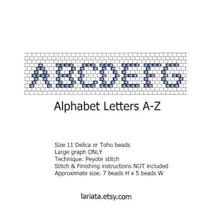 アルファベット文字 A-Z フォント ペヨーテ ステッチ ビーズ パターン - 即時ダウンロード