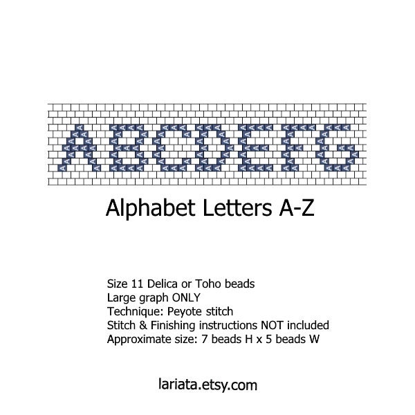 Alphabet Letters A-Z Font peyote stitch beading pattern - INSTANT DOWNLOAD