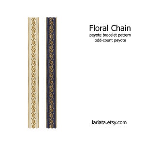 Floral Chain - Peyote Stitch Bracelet Beading Pattern - INSTANT DOWNLOAD odd count peyote, narrow slim bead bracelet pattern