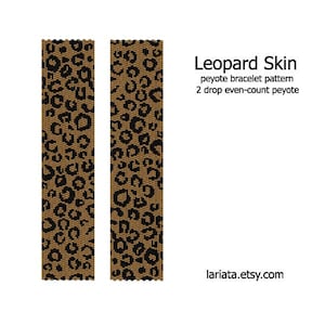Leopard Skin Pattern - even count 2 drop peyote stitch cuff bracelet beading pattern INSTANT DOWNLOAD peyoted pattern cheetah animal print