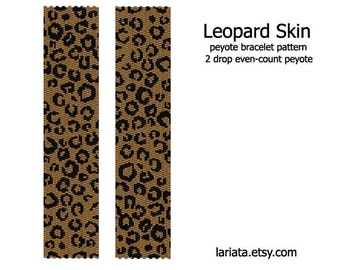 Leopard Skin Pattern - even count 2 drop peyote stitch cuff bracelet beading pattern INSTANT DOWNLOAD peyoted pattern cheetah animal print
