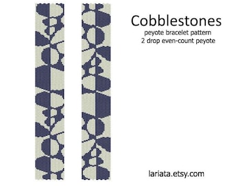 Cobblestones - even count 2 drop peyote stitch cuff bracelet beading pattern INSTANT DOWNLOAD peyoted beaded pattern circle round stone