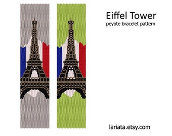 Eiffel Tower - even count peyote stitch cuff bracelet bookmark beading pattern INSTANT DOWNLOAD peyoted beaded seed bead pattern French