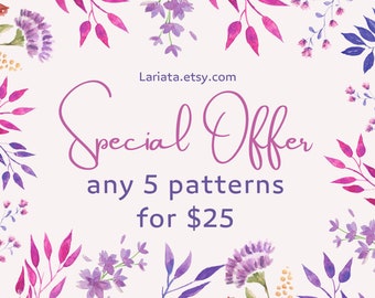 SPECIAL OFFER pick any 5 beading patterns for 25 Dollars, seed bead patterns PDF via email