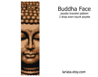 Buddha Face - even count 2 drop peyote stitch cuff bracelet bookmark tapestry beading pattern INSTANT DOWNLOAD peyoted seed bead mindfulness