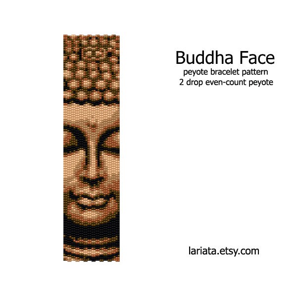 Buddha Face - even count 2 drop peyote stitch cuff bracelet bookmark tapestry beading pattern INSTANT DOWNLOAD peyoted seed bead mindfulness