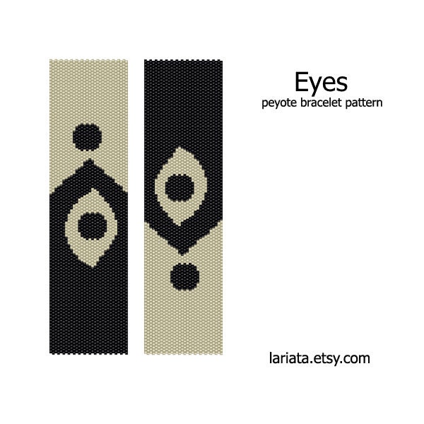 Eyes - even count peyote stitch cuff bracelet beading pattern INSTANT DOWNLOAD peyoted seed bead pattern mystery eye modern art print design