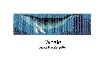 Whale - even count peyote stitch cuff bracelet bookmark tapestry beading pattern INSTANT DOWNLOAD peyoted seed bead pattern sea underwater