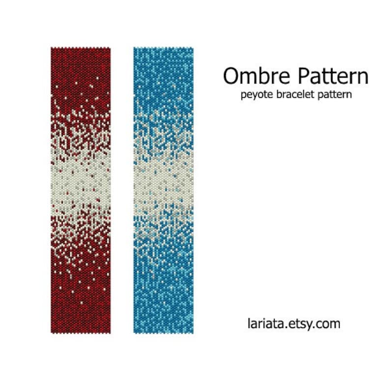 Ombre Pattern - even count peyote stitch cuff bracelet beading pattern INSTANT DOWNLOAD PDF file peyoted beaded bracelet patterns by Lariata seed bead pattern gradient iridescent miyuki delica beads