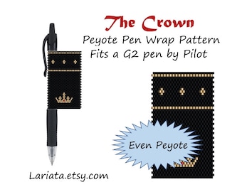 Peyote Stitch Beading Pattern (Pen Wrap/Cover) - The Crown - instant download