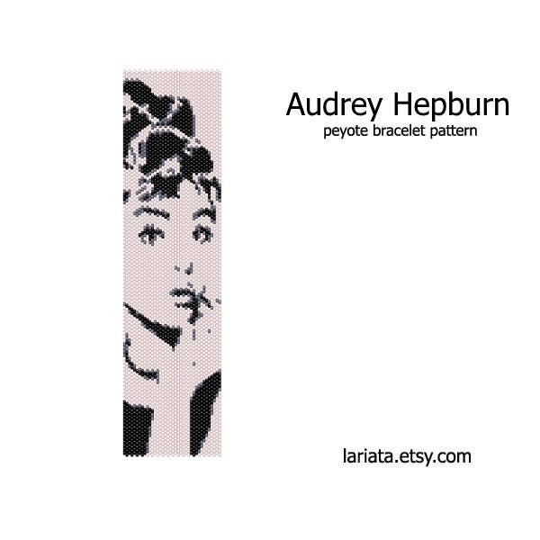 Audrey Hepburn - même compter peyotl point manchette bracelet tapisserie perle de rocaille motif de perles Téléchargement instantané personnes célèbres portrait de femme