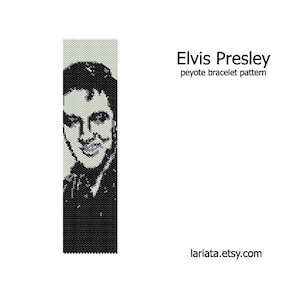 Elvis Presley - even count peyote stitch cuff bracelet bookmark beading pattern INSTANT DOWNLOAD peyoted bead pattern famous people portrait