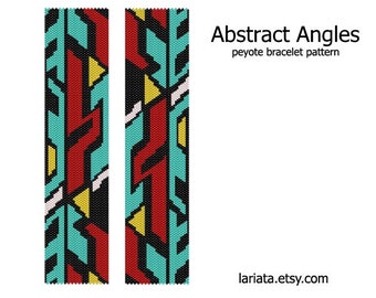 Abstract Angles - even count peyote stitch cuff bracelet beading pattern INSTANT DOWNLOAD peyoted beaded modern graffiti style seed bead