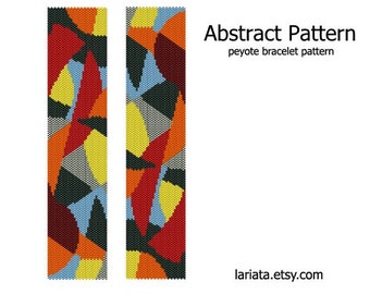 Padrão abstrato - padrão de pulseira de punho em ponto peiote com número par de miçangas - DOWNLOAD INSTANTÂNEO - miçangas peiote coloridas em estilo art déco geométrico