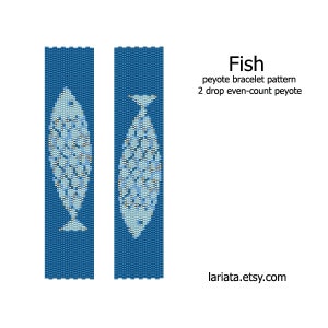 Fish - even count 2 drop peyote stitch cuff bracelet beading pattern INSTANT DOWNLOAD peyoted seed bead pattern little sparkling sea fish