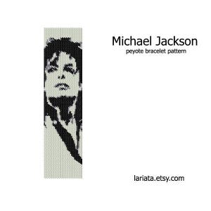 Michael Jackson - even count peyote stitch cuff bracelet tapestry beading pattern INSTANT DOWNLOAD peyoted pop music musician portrait