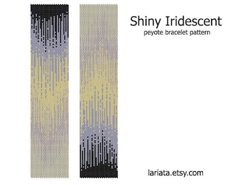 Glanzend iriserend - peyote-stiksel manchetarmband kralenpatroon INSTANT DOWNLOAD peyote-rocaille met kleurverloop iriserende tinten